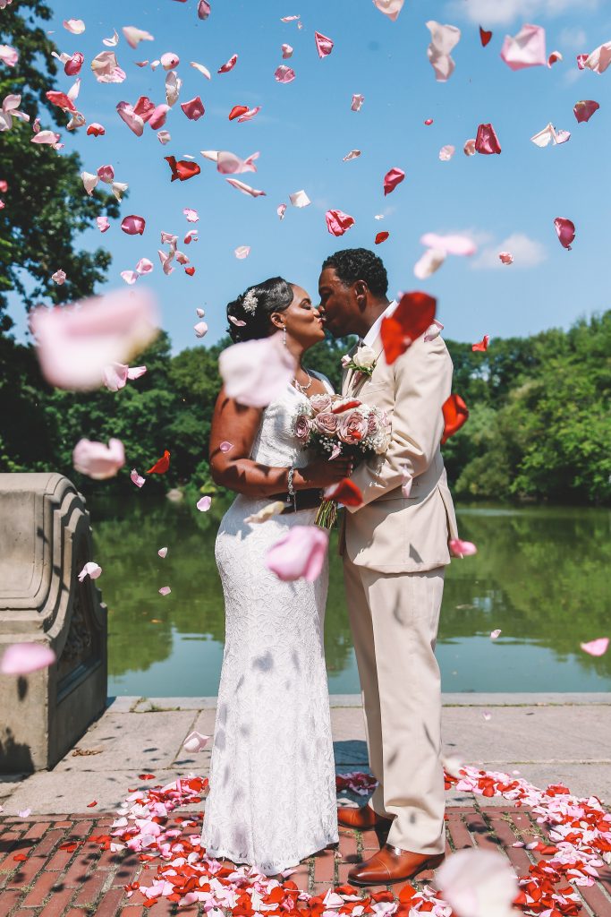 rose petals black couple
