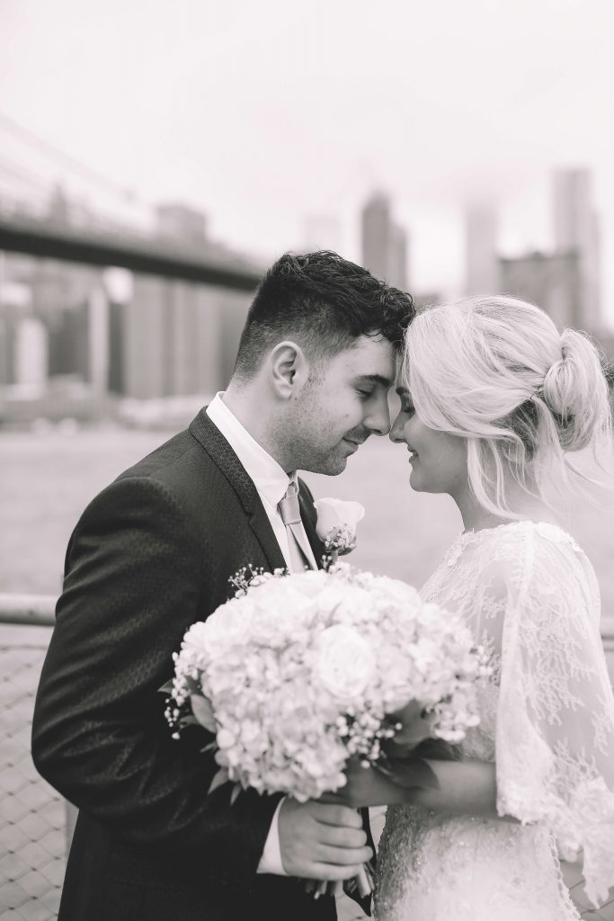 Wedding Photographer 22 Romantic wedding photo blan white by Brooklyn bridge 1