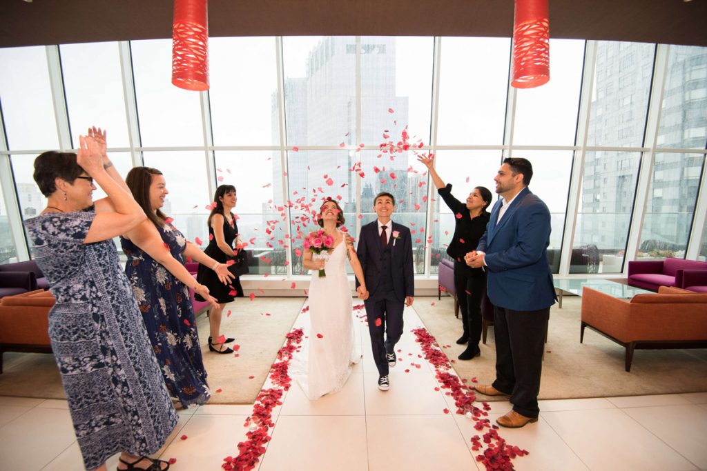 top of the rock wedding with rose petals 3