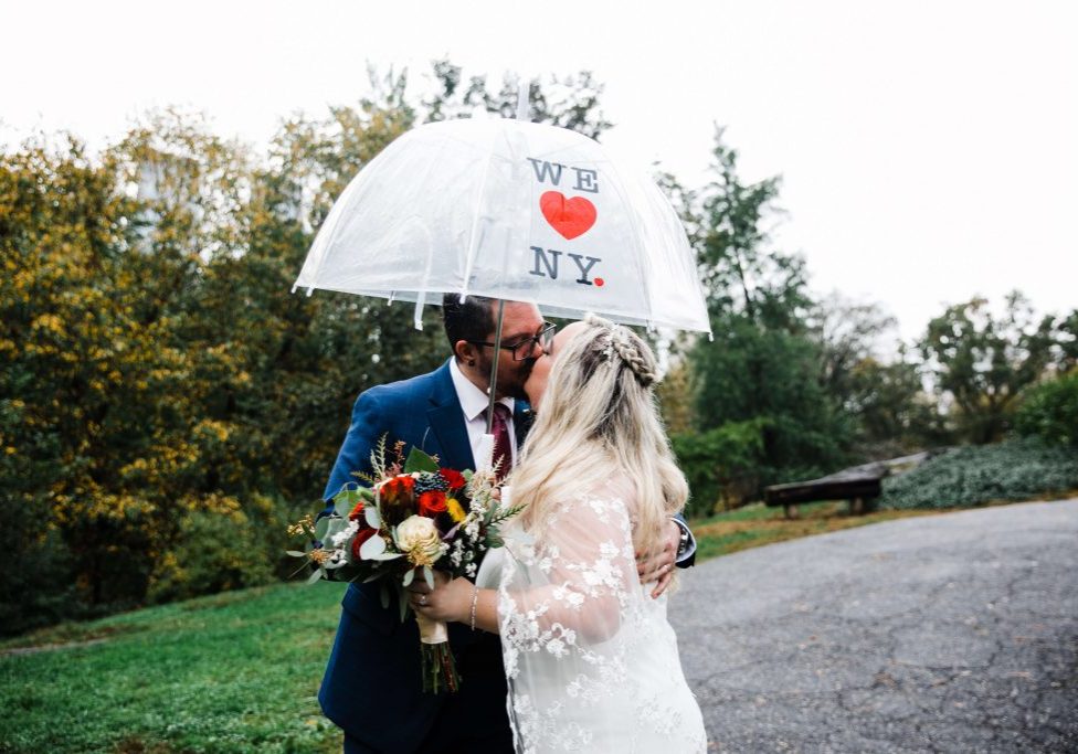We open umbrellas if it rains on your Central Park Wedding